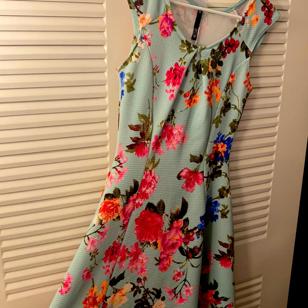 Light teal Floral mini dress